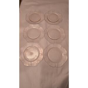 Vintage Pink Depression Glass Plates Set 6 American Sweetheart Dessert Scalloped